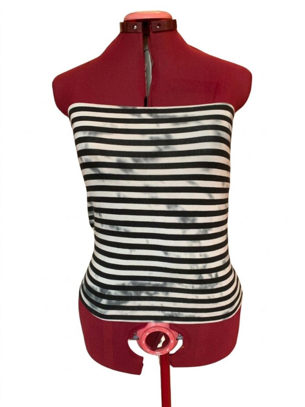 Blood+Bone - Black & White Striped Tie-Dye Tube Top / mini skirt